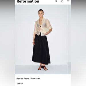 Reformation Black Maxi Skirt 100% linen